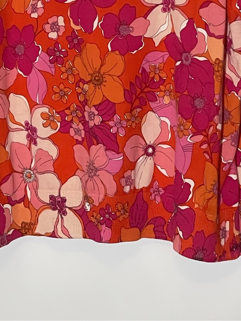 NWT Talbots Tossed Flowers Pink Orange Retro Floral Cotton Blend Sweater 2XL - Picture 4 of 8